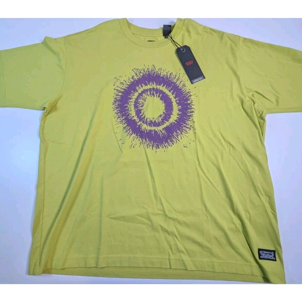 New Levis Mens Skate Relaxed Fit Graphic Boxy T-shirt L Black Hole Green Purple